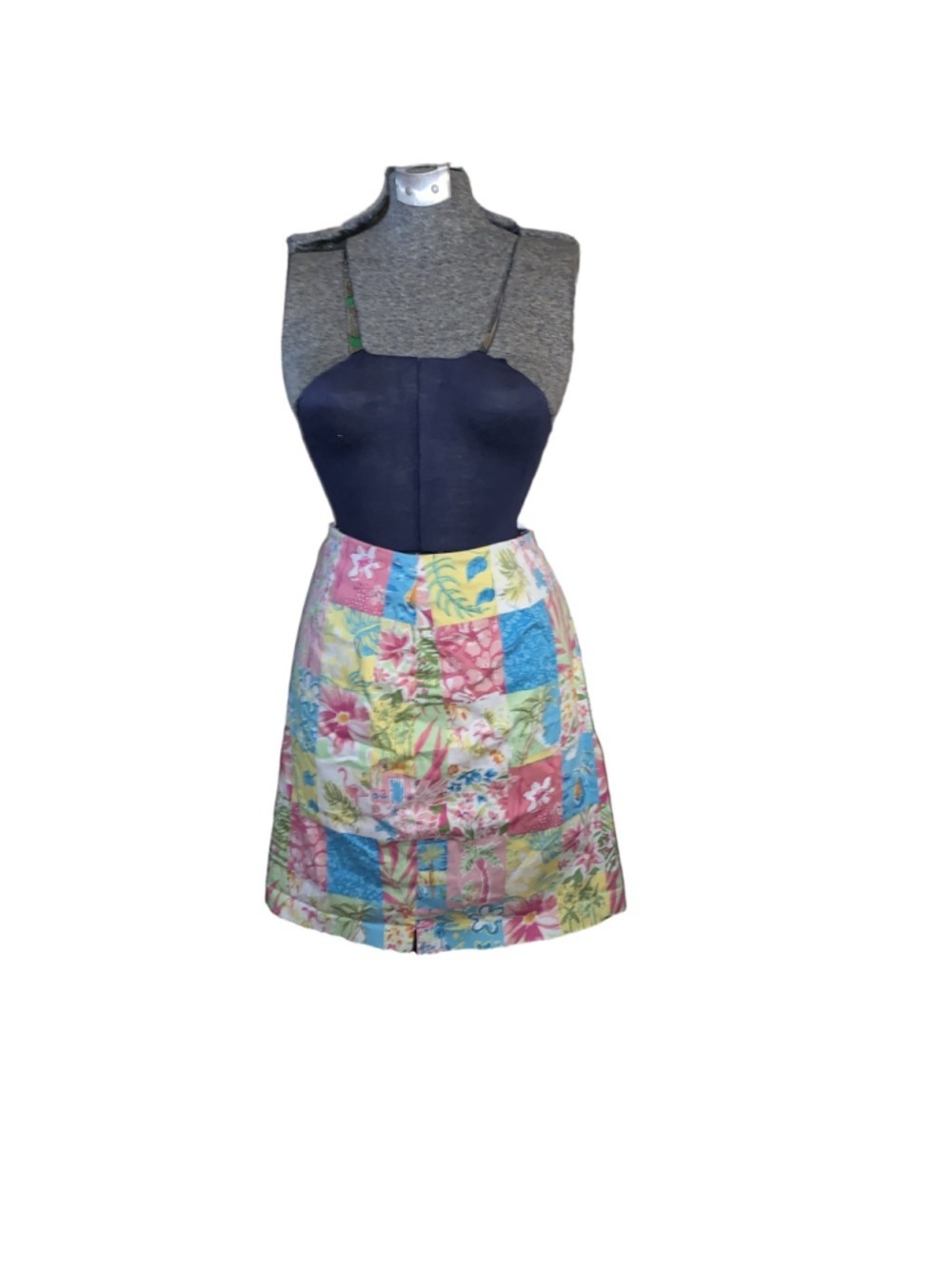 Women’s Catherine Stewart for Belle Pointe Patchwork Style Skirt Pink Blue 12